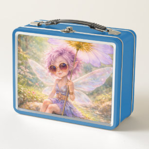 Whimsical Fairy with Dandelion – Dreamy Pastel Metal Lunch Box