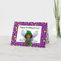 Whimsical Fairy with Flowers Happy Birthday