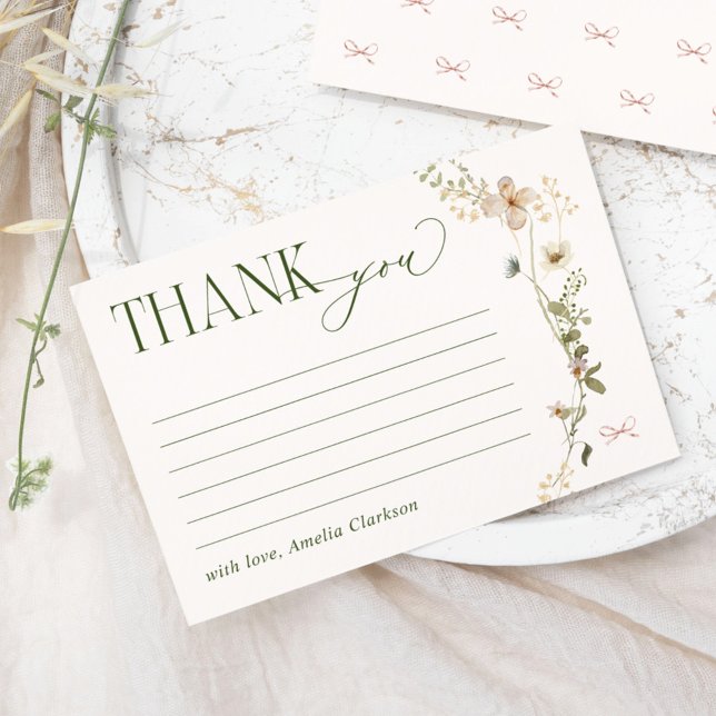 Whimsical Fairytale Garden & Bows Thank You Card (Creator Uploaded)