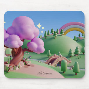 Whimsical Fairytale Landscape Mouse Pad