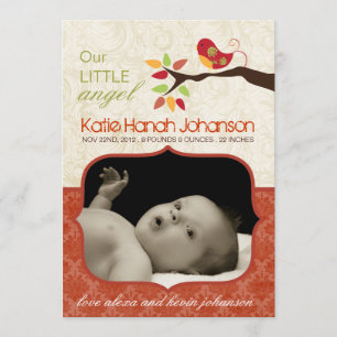 Whimsical Fall Birth Announcement Photo card