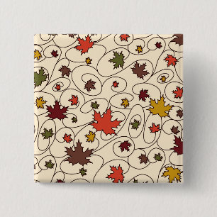 Whimsical Fall Curly Maple Leaf Pattern 2 Inch Square Button