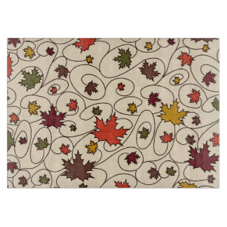Whimsical Fall Curly Maple Leaf Pattern Cutting Board