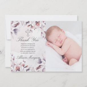 whimsical fall floral baptism thank you card