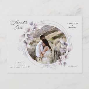 whimsical fall floral save the date post postcard
