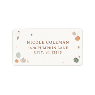 Whimsical Fall Leaves Little Pumpkin Baby Shower Label