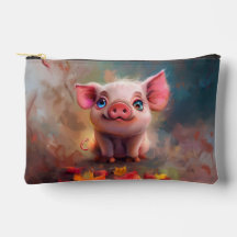 Whimsical Fall Piglet Accessory Pouch