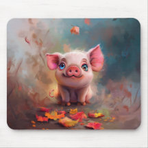 Whimsical Fall Piglet Mouse Pad