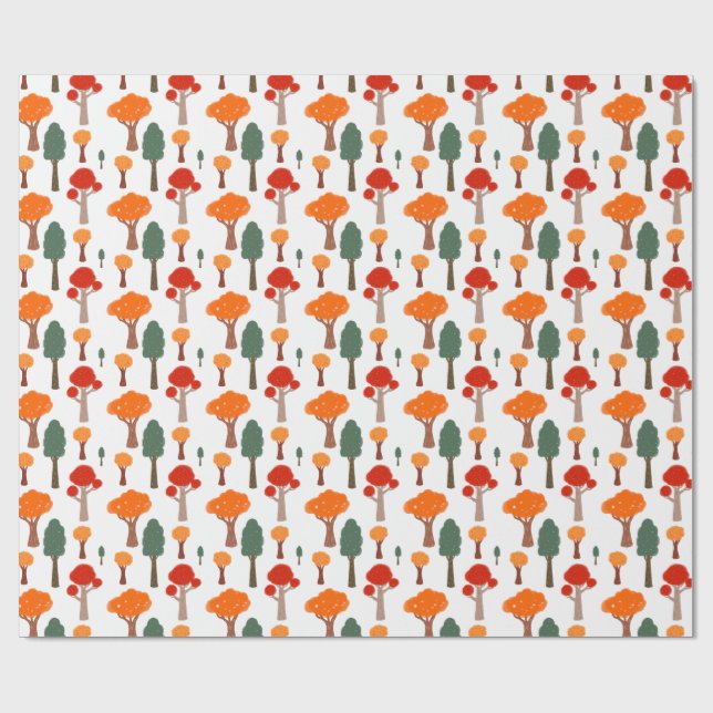 Whimsical Fall Trees Wrapping Paper (Flat)
