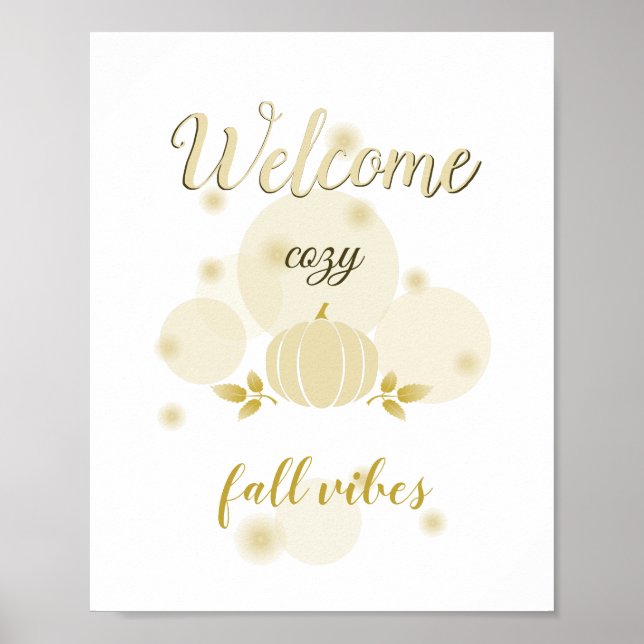 whimsical fall vibes neutral pumpkin  poster (Front)
