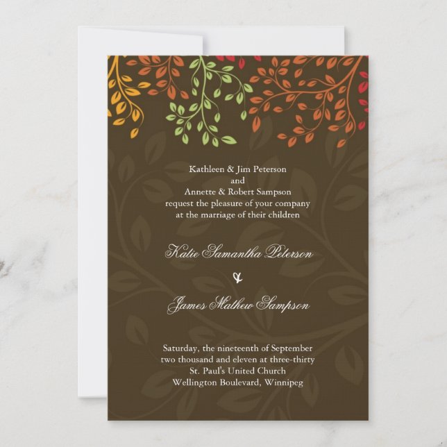 Whimsical Fall Wedding Invitation (Front)