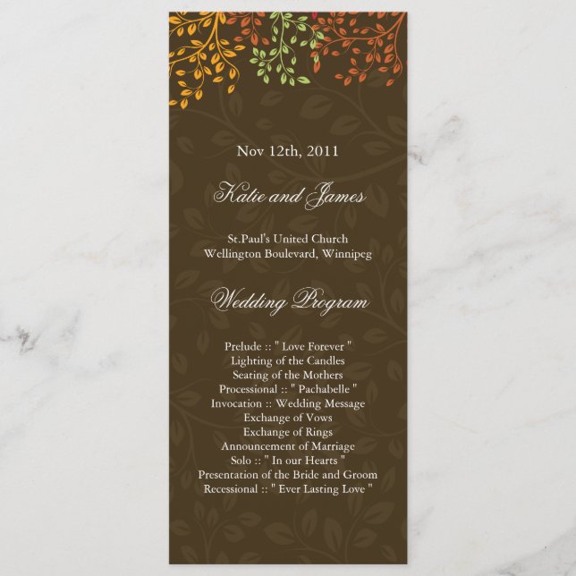 Whimsical Fall Wedding Program (Front)