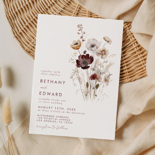 Whimsical Fall Wildflower Wedding Invitation