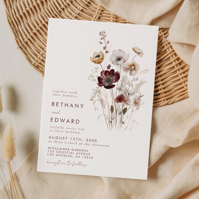 Whimsical Fall Wildflower Wedding Invitation (Creator Uploaded)