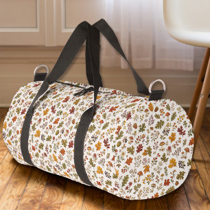 Whimsical Fall Woodland Leaves Mushroom Pattern  Duffle Bag