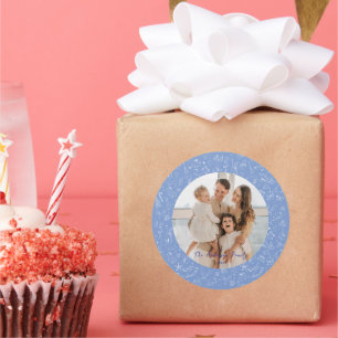 Whimsical Family Photo Christmas Holiday Classic Round Sticker