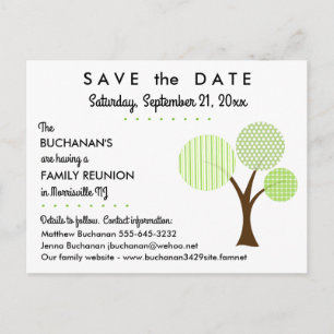 Whimsical Family Tree Reunion Save the Date Announcement Postcard