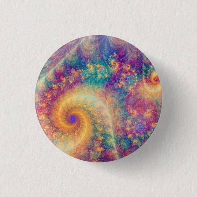 Whimsical Fantasy Abstract Fractal Vortex Art 1 Inch Round Button (Front)