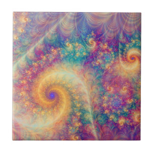 Whimsical Fantasy Abstract Fractal Vortex Art Tile