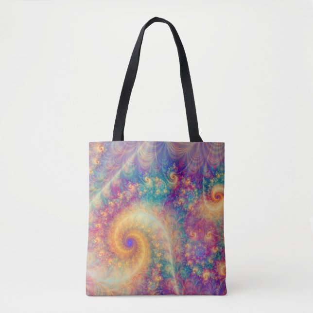Whimsical Fantasy Abstract Fractal Vortex Art Tote Bag (Front)