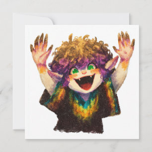Whimsical Fantasy Creature with Bright Smile Invitation