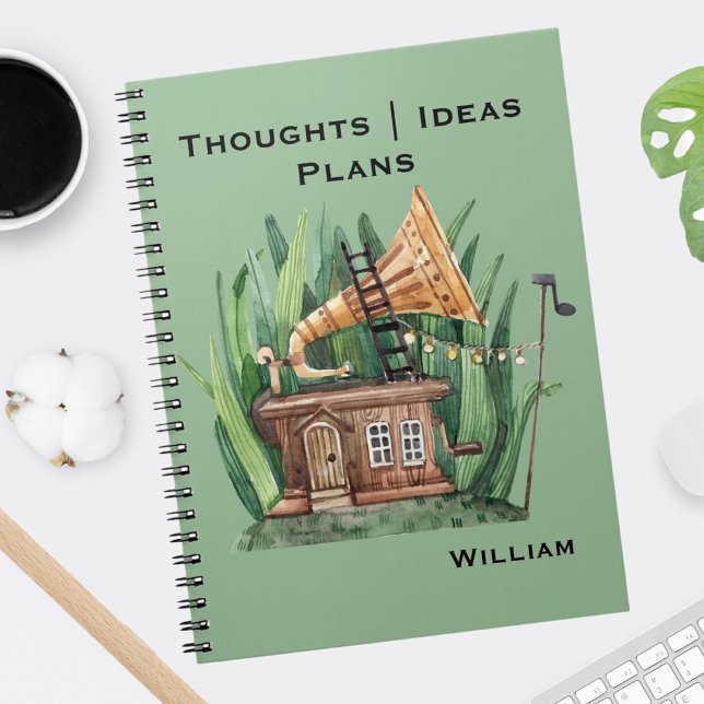 Whimsical, Fantasy Gramophone House, Sea Green Notebook (Creator Uploaded)