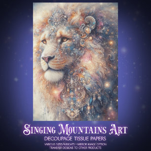 Whimsical Fantasy Lion King Aslan Decoupage Tissue Paper