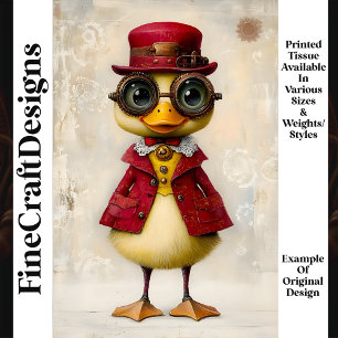 Whimsical Fantasy Steampunk Duckling L7 Decoupage Tissue Paper