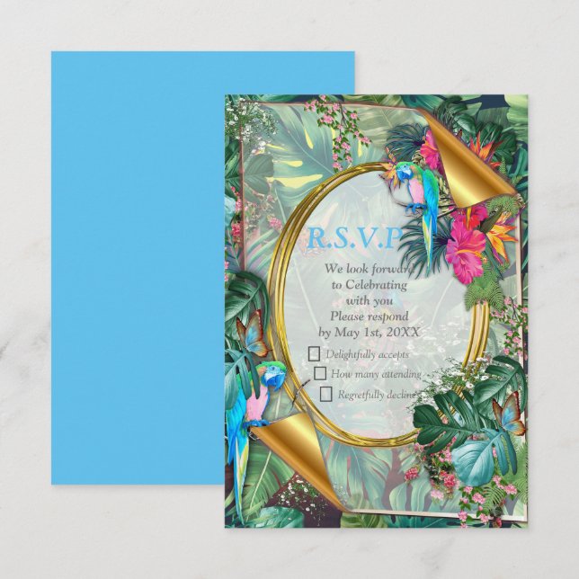 Whimsical Fantasy World with a Tropical Flavour RSVP Card (Front/Back)