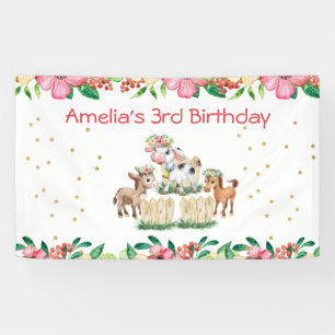 Whimsical Farm Animal Birthday Party Banner