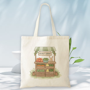 Whimsical Farmers Market Stand Watercolor Tote Bag