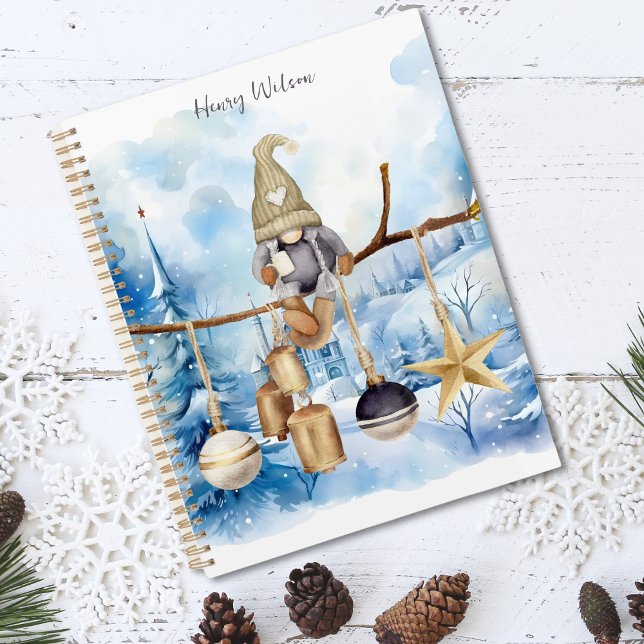 Whimsical Farmhouse Winter Lady Gnome on Blue Planner (Creator Uploaded)