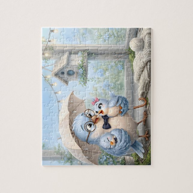Whimsical Father Bird Art Puzzle (Vertical)