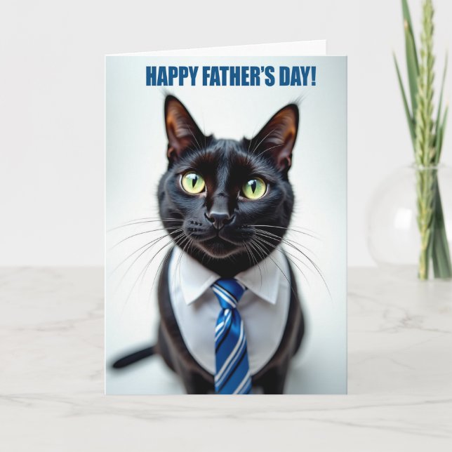 Whimsical Fathers Day Cat Card (Front)