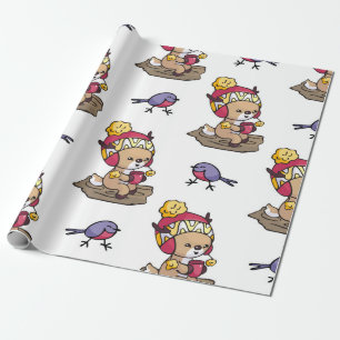 Whimsical Fawn and Bird Wrapping Paper