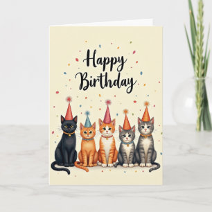 Whimsical Feline Party Card