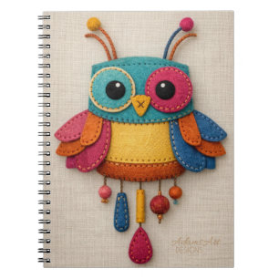 Whimsical Felt Owl Notebook – Colorful Handmade
