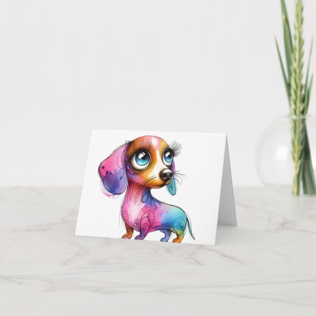 Whimsical Female Dachshund Card (Front)