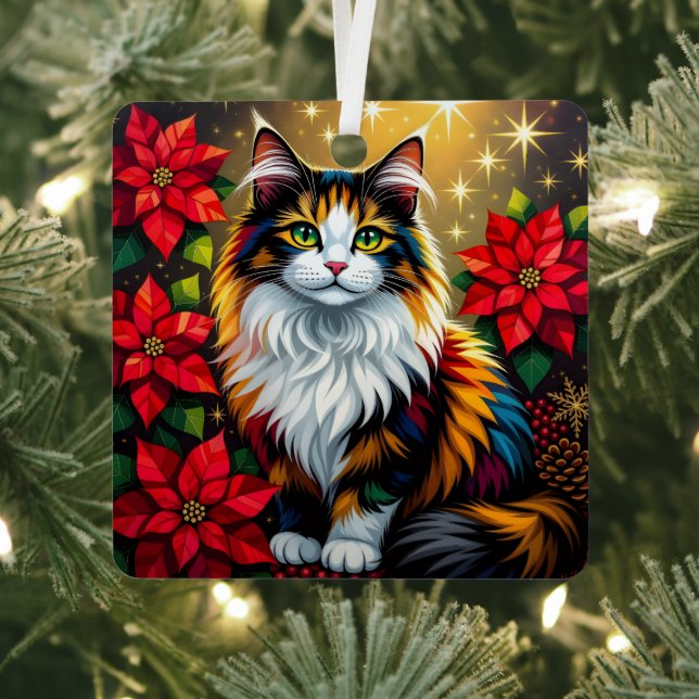 Whimsical Festive Cats Christmas Personalized Metal Ornament (Insitu)