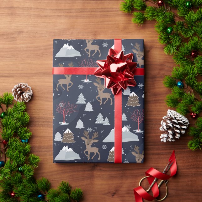 Whimsical festive deer wrapping paper (Holiday Gift)