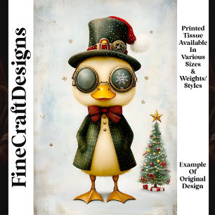 Whimsical Festive Fantasy Duckling  L9 Decoupage Tissue Paper