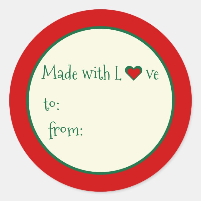 Whimsical Festive Made with Love Write On Gift Classic Round Sticker (Front)