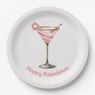 Whimsical Festive Martini Glass Paper Plates