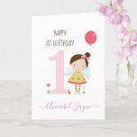 Whimsical first birthday fairy girls cute pink card<br><div class="desc">An adorable 1st birthday card with the cutest little fairies that you can personalise with the recipient child name. The birthday fairy collection is perfect for little girls who adore magical creatures. You can choose between two types of cards. You can choose either silky gloss paper or matte paper. Matte,...</div>