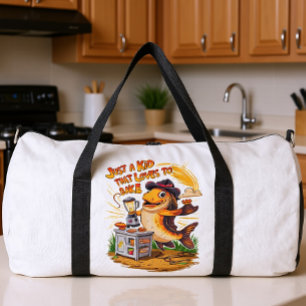 Whimsical Fish in Cowboy Hat Whirls a Blender Duffle Bag