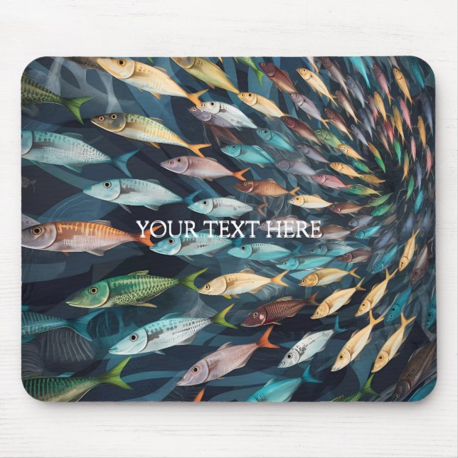 Whimsical Fish Pattern Mouse Pad (Front)