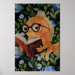 Whimsical Fish Reading Poster - Funny Ocean-Themed