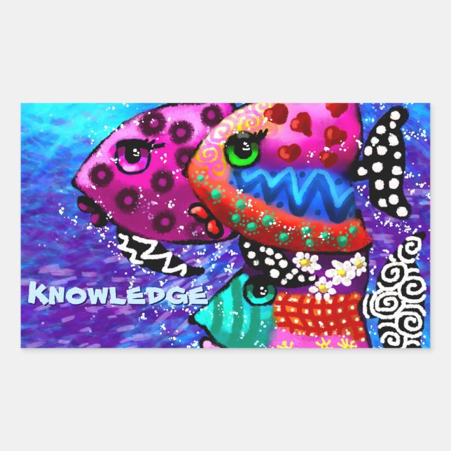 Whimsical Fish Trio Colourful Abstract Nautical Sticker (Front)