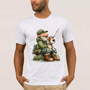 Whimsical Fisherman Lazy Day Fishing T-Shirt