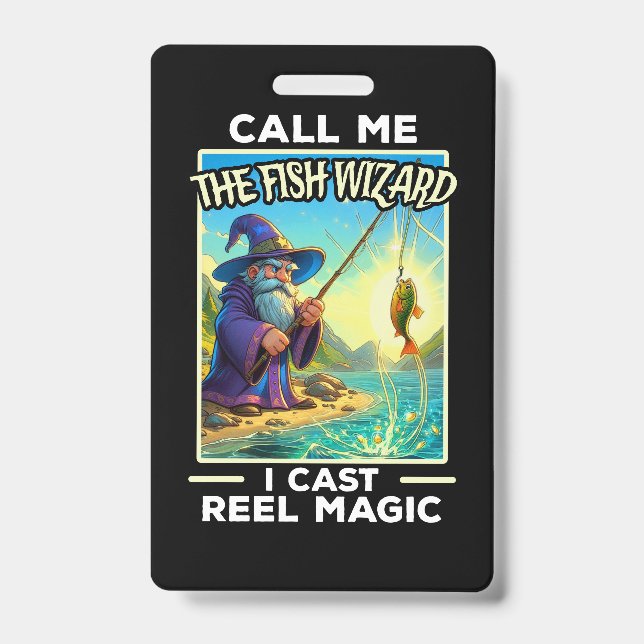 Whimsical Fishing Wizard Badge (Front)
